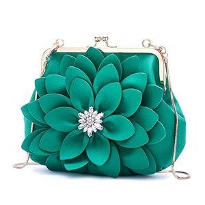 Textured Formal Purses Handbags Chains Strap Clutch Satchel Bag Floral